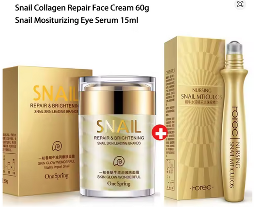 Snail Mucin Anti-Aging Duo – Repair Cream + Eye Roll-On